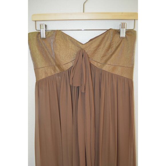 Y2K Laundry Gold Chiffon Strapless Gown Cutout Back Size 6 - Picture 6 of 7